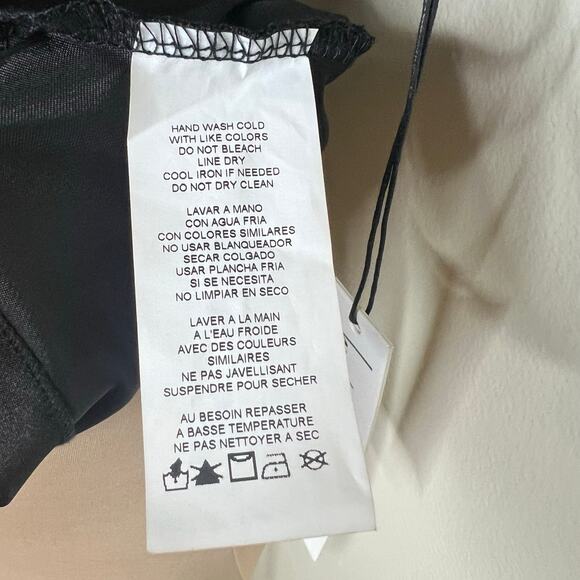 Nicole Miller Blouse XS Black Satin Drape Cowl Neck Elegant Going Out Chic NEW - Picture 7 of 8